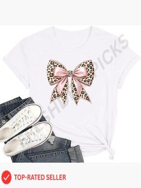 Women Cute Bow Ribbon Aesthetic Coquette T-Shirt Short Sleeve Casual Summer Tee